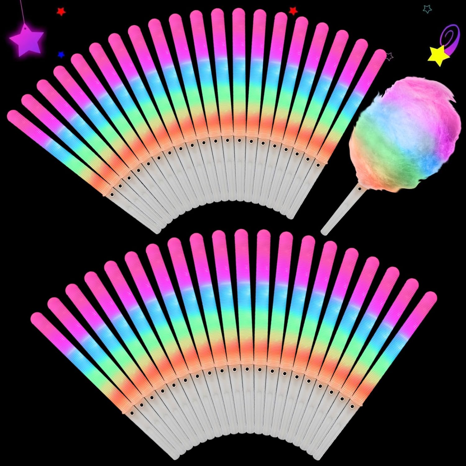 Cotton Candy Cone - 20개 다채로운 LED 솜사탕 콘 재사용