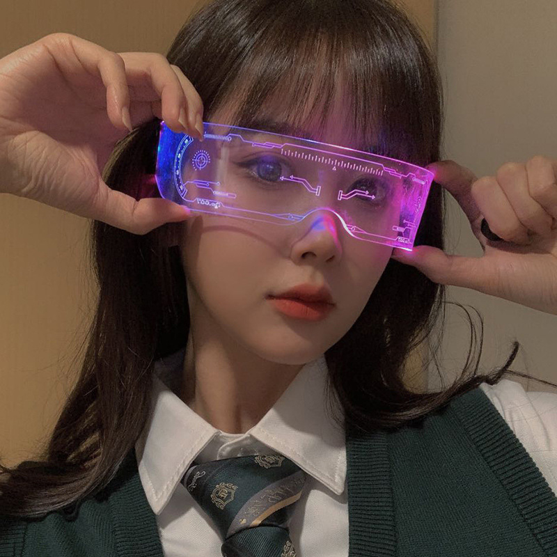 LED 빛나는 다채로운 선글라스 현대 펑크 고글 남자  - Neon Sign Party 리뷰 및 가격