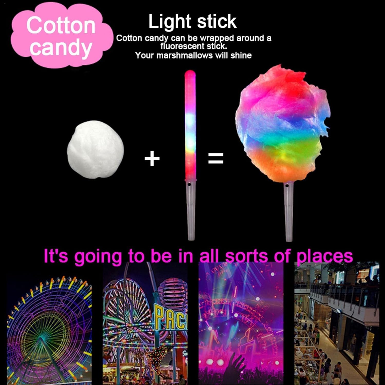 20개 다채로운 LED 솜사탕 콘 재사용 가능 방수 야 - Cotton Candy Cone 리뷰 및 가격