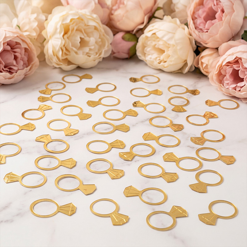 50개/봉투 골드 다이아몬드 반지 모양 컨페티 포일 테 - Papercraft Supply Confetti 리뷰 및 가격
