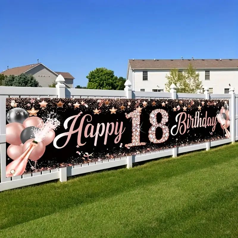 18번째 생일 배너, 로즈 골드 생일 파티 장식, 실내 - Party Banner Gold 리뷰 및 가격