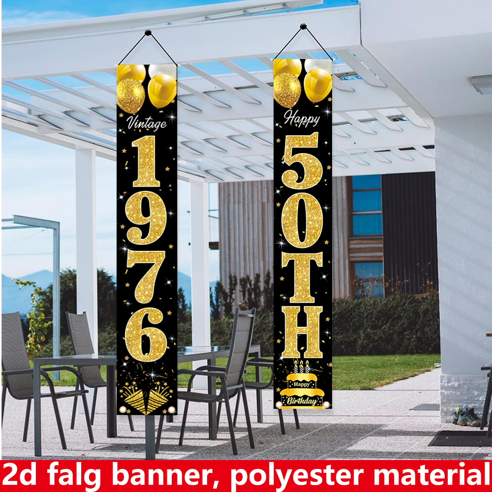 2D 평면 배너, 2피스 생일 배너, 폴리에스터 소재, - Party Banner Gold 리뷰 및 가격