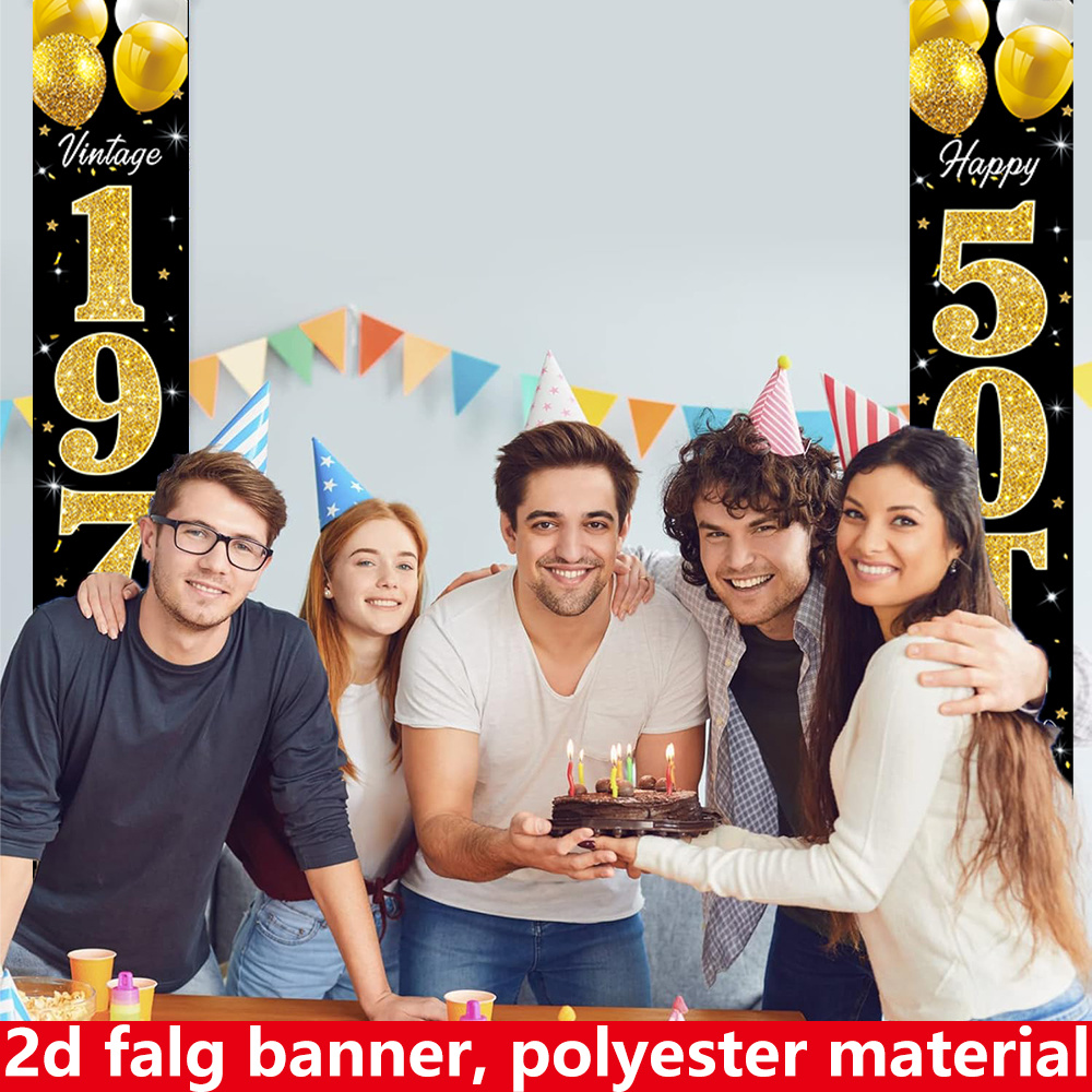 2D 평면 배너, 2피스 생일 배너, 폴리에스터 소재, - Party Banner Gold 리뷰 및 가격