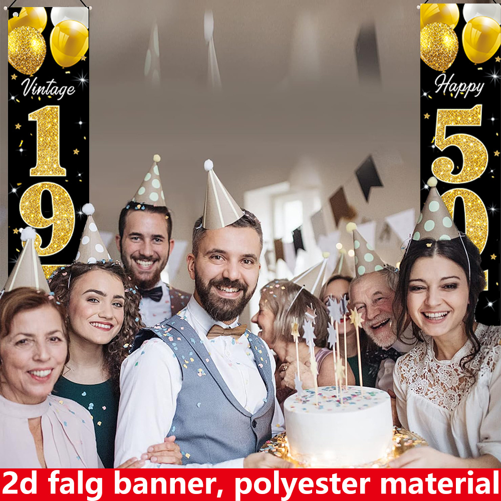 2D 평면 배너, 2피스 생일 배너, 폴리에스터 소재, - Party Banner Gold 리뷰 및 가격